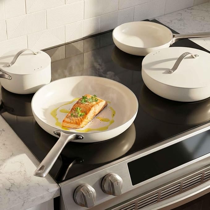 Alva Mobi 8-Piece Ceramic Nonstick Cookware Set – No PTFE PFOA PFAS Toxin-Free Pots &amp Pans with Stay-Cool Handles – Works on All Stovetops Oven Safe (400°F) Healthy &amp Easy to Clean Canol