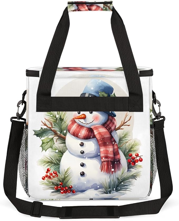 Christmas Snowman Coffee Maker Carrying Bag Modern Snowman Travel Storage Bag Compatible with K-Mini or K-Mini Plus Single Serve Coffee Brewer Carrying Case with Multiple Pockets &amp Shoulder Stra