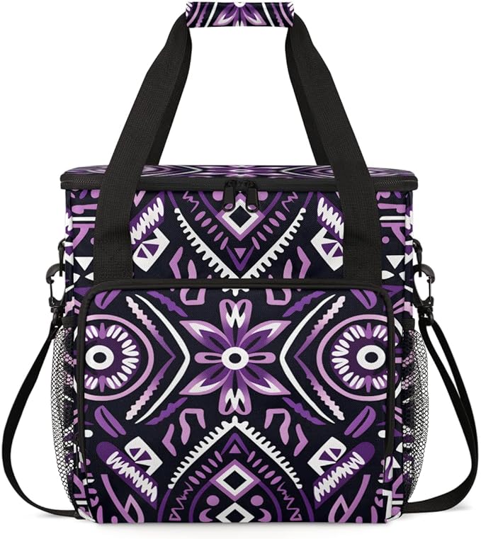 Vintage Mandala Coffee Maker Carrying Bag Geometry Aztec Pattern Travel Storage Bag Compatible with K-Mini or K-Mini Plus Single Serve Coffee Brewer Carrying Case with Pockets &amp Shoulder Strap