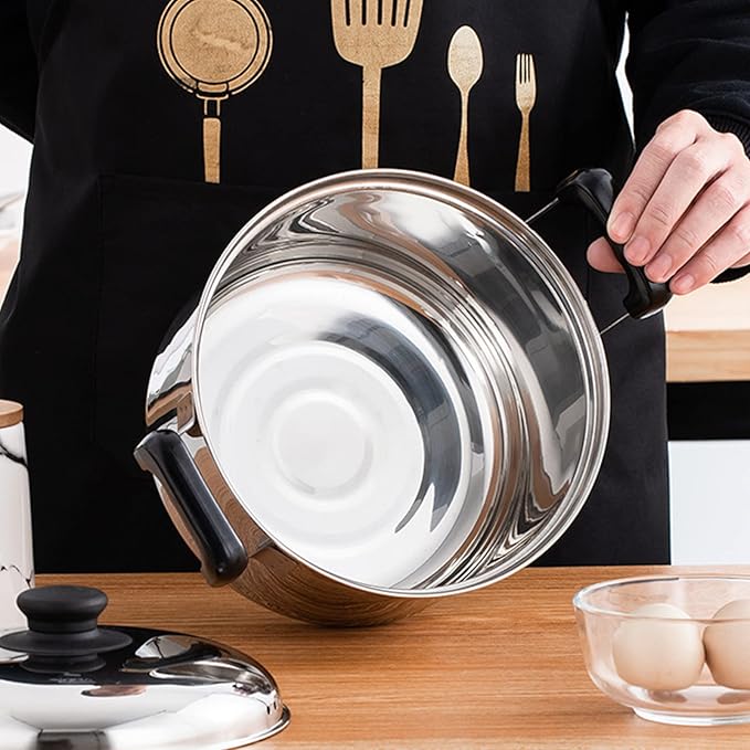 Cooking Pot Saucepan Set 5 Pieces 201 Stainless Steel Pot and Pan Set Induction with Lids Stock Pot Cookware Set Compatible with InductionGas and Electric Hobs Silve