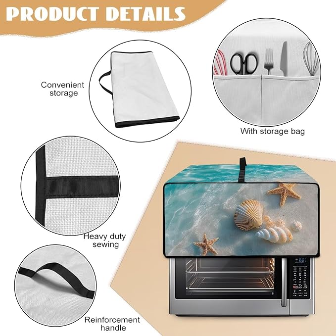 Doojoayie Starfish Toaster Cover 6 Slice Appliance Covers for Kitchen Counter 19.7x16x 10 Universal Fit Dustproof Protector as Kitchen Decoration