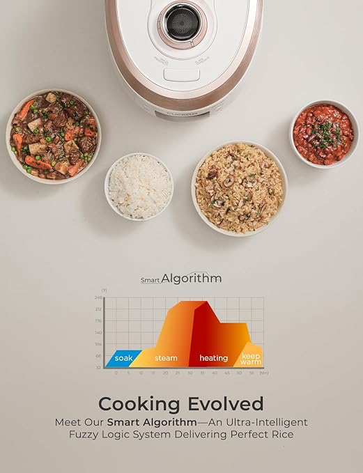 Cuckoo CRP-RT0609FW 6 cup Twin Pressure Plate Rice Cooker &amp Warmer with High Heat GABA Mixed Scorched Turbo Porridge Baby Food Steam (Hi/Non Press.) and more Made in Korea (White)