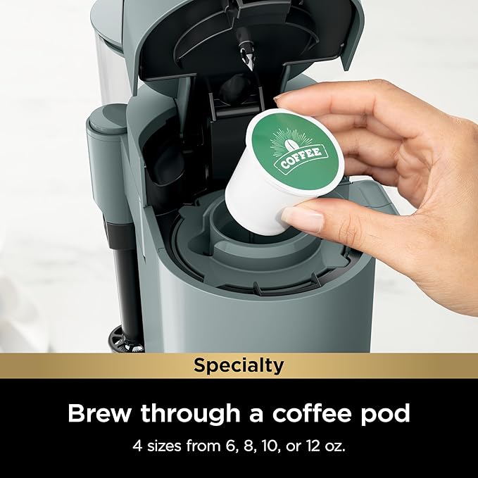 Ninja Pods &amp Grounds Specialty Single-Serve Coffee Maker Compatible with K-Cups Built-In Milk Frother 6-oz. Cup to 24-oz. Travel Mug Sizes Iced Coffee Maker Sage Green PB051SG (Renewed)