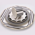 24-piece dinnerware sets dishes set for 6 bone china dinnerware set wedding hotel banquet family gathering Gift for mom Striped black and white