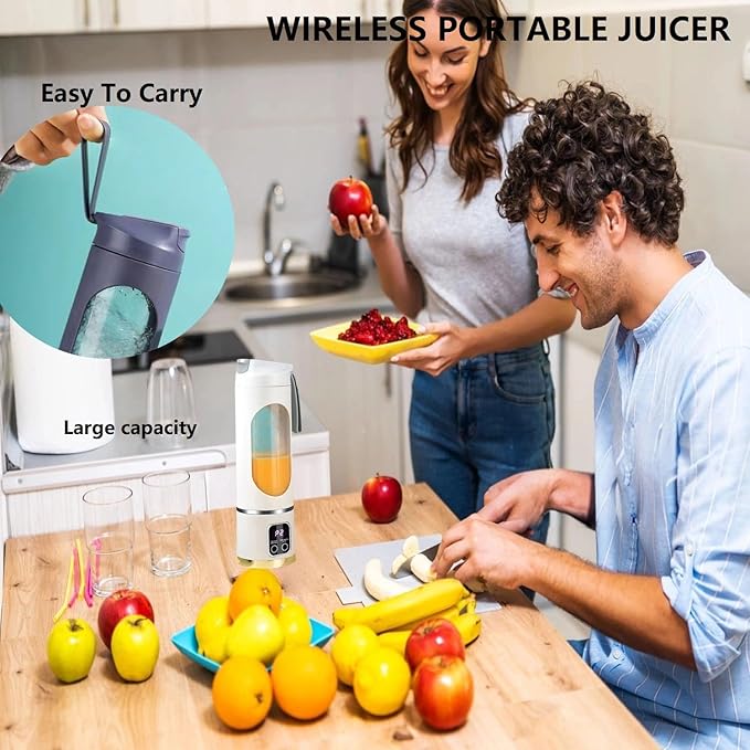 Portable Blender With Dual Battery 1500 mAh USB Rechargeable 16oz Digital Multimode Juicer Blender 3 Speed12-Blade Fresh Juice Bottle for Shakes SmoothiesFresh Juice Ete. (green)