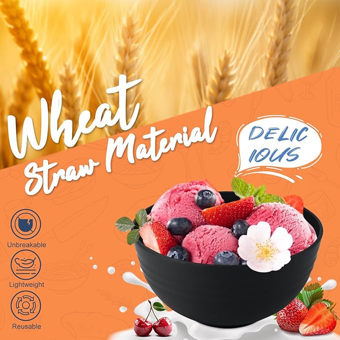 40 PCS Wheat Straw Dinnerware Set | Service for 8 Plastic Dishes Set Unbreakable Plates and Bowls Sets Drinking Glasses Dishwasher and Microwave Safe Dish Set for KItchen - Gray Stone