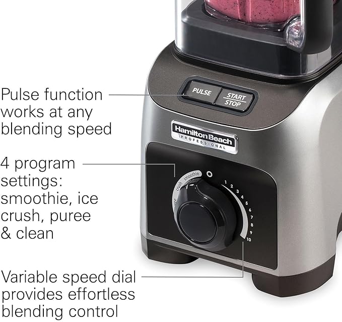 Professional Quiet Countertop Blender with Sound Enclosure 32 Fl Oz Capacity High-Performance Motor Variable Speed Control Pulse Function Stainless Steel Blades Compact Design for Smoothies Prot