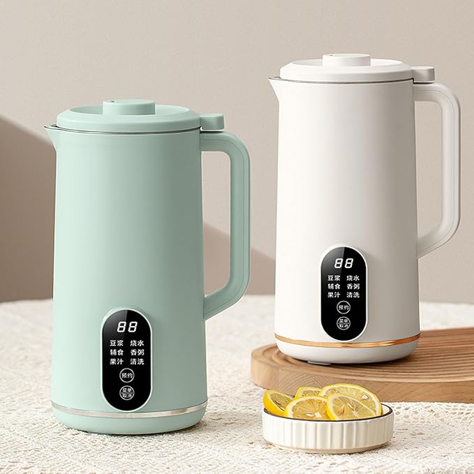 Soy Milk Maker Multi Functional Juicer Machines Kitchen Blender with Adjustable Cooking Temperature Keep Warm Delay Start Self (Green US Plug 110V)