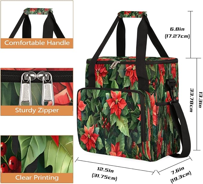 Christmas (617) Coffee Maker Carring Bag Travel Carrying Storage Tote Bag Compatible with Keurig K-Mini or K-Mini Plus Portable Single Serve Coffee Brewer Case with Pockets for K-cup Pods