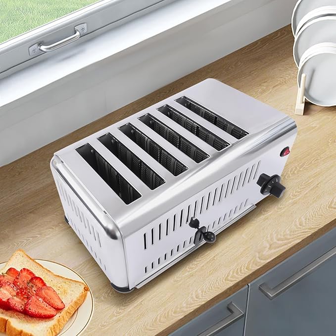 Commercial Toaster Bread Baking Machine 6 Slices 201 Stainless Steel Toaster Machine for Home Restaurant Bakery 110V