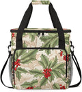 Christmas Flowers Coffee Maker Carrying Bag Glitter Flowers Travel Storage Bag Compatible with K-Mini or K-Mini Plus Single Serve Coffee Brewer Carrying Case with Multiple Pockets &amp Shoulder Str