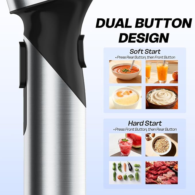Cordless Immersion Blender with Rchargeable Battery Portable Hand Blenders with Adjustable Speed Hand Held Stick Mixer for Effortless Blending Shakes Smoothies Soups Puree or Baby Food