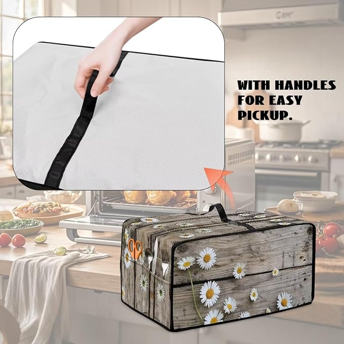 Doojoayie Daisy Print Dust Cover for Toaster Oven 6 Slice Toaster Cover Waterproof Small Appliance Covers Stain Resistant &amp Dustproof Kitchen Appliance Protector