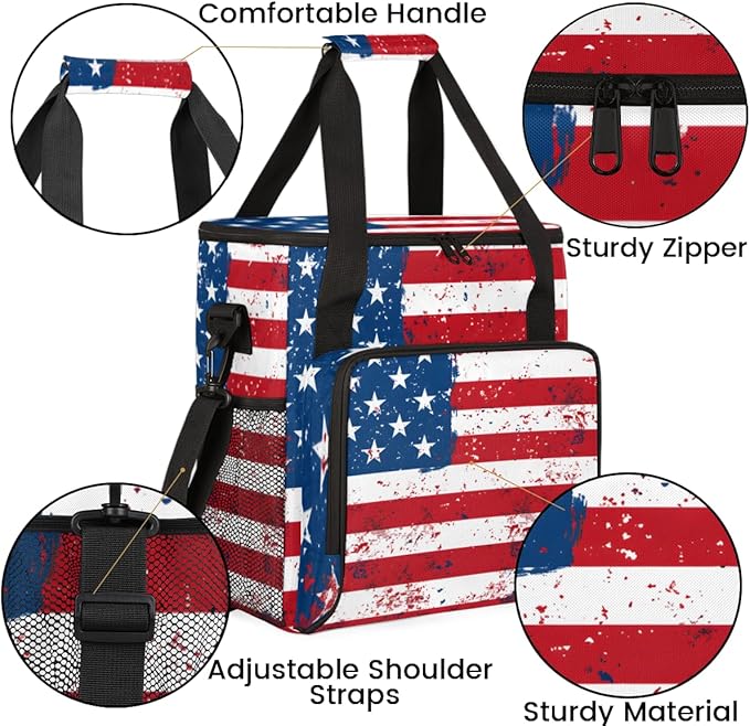 Star-Spangled 4th of July Coffee Maker Carrying Bag Travel Storage Bag Compatible with K-Mini or K-Mini Plus Single Serve Coffee Brewer Carrying Case with Multiple Pockets &amp Shoulder Strap