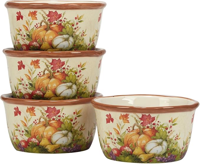 Harvest Blessings 16-Piece Ceramic Dinnerware Set Service for 4 – Celebrate the season with charming autumn motifs perfect for everyday dining fall gatherings and festive Thanksgiving tables