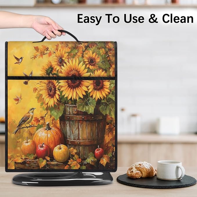 cfpolar Kitchen Aid Mixer Cover Compatible with 6-8 Quarts Pumpkin Sunflower Birds Stand Mixer Cover Kitchen Aid Mixers Accessories Appliance Organizer Bag Dust Covers with Zipper Pocket