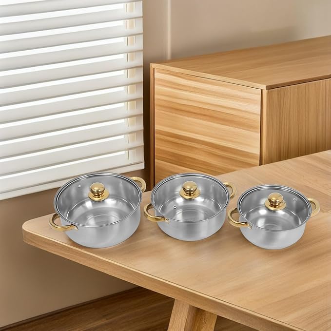 Stainless Steel Cookware Set Pots and Pans with Non-stick Frying Pan and Saucepan for Induction Cooking Kitchen Cookware for Chef and Home Use