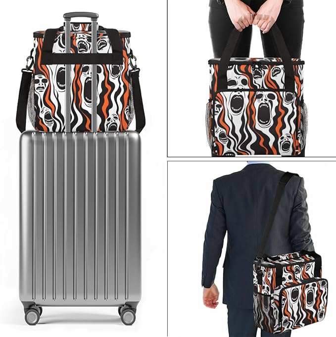 Fantastic Spooky Ghosts Coffee Maker Carrying Bag Travel Storage Bag Compatible with K-Mini or K-Mini Plus Single Serve Coffee Brewer Carrying Case with Multiple Pockets &amp Shoulder Strap