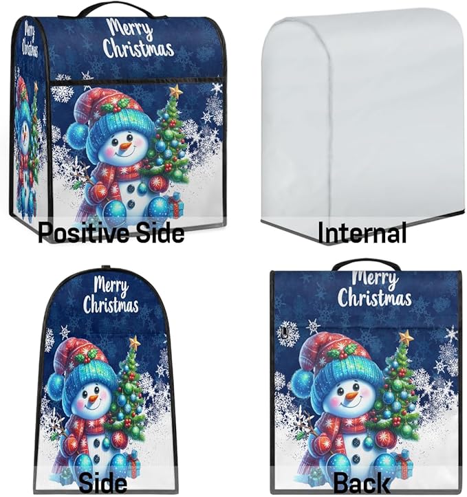 Kitchen Aid Mixer Cover Christmas Tree Snowman Hat Stand Mixer Cover Compatible with 6-8 Quarts Stand Mixers Dust Covers with Zipper Pocket Foldable Washable Kitchen Aid Organizer Bag