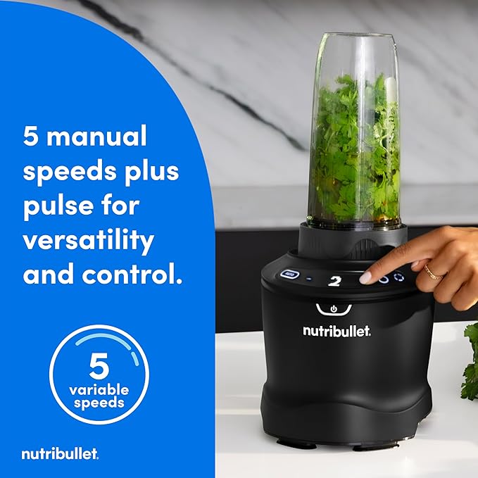 nutribullet® SmartSense Blender Combo 1400W 64oz Pitcher 32oz &amp 24oz Cups 5-Speed Smoothies Ice and Frozen Fruit Nut Milk Soup Matte Black NBF50700AK