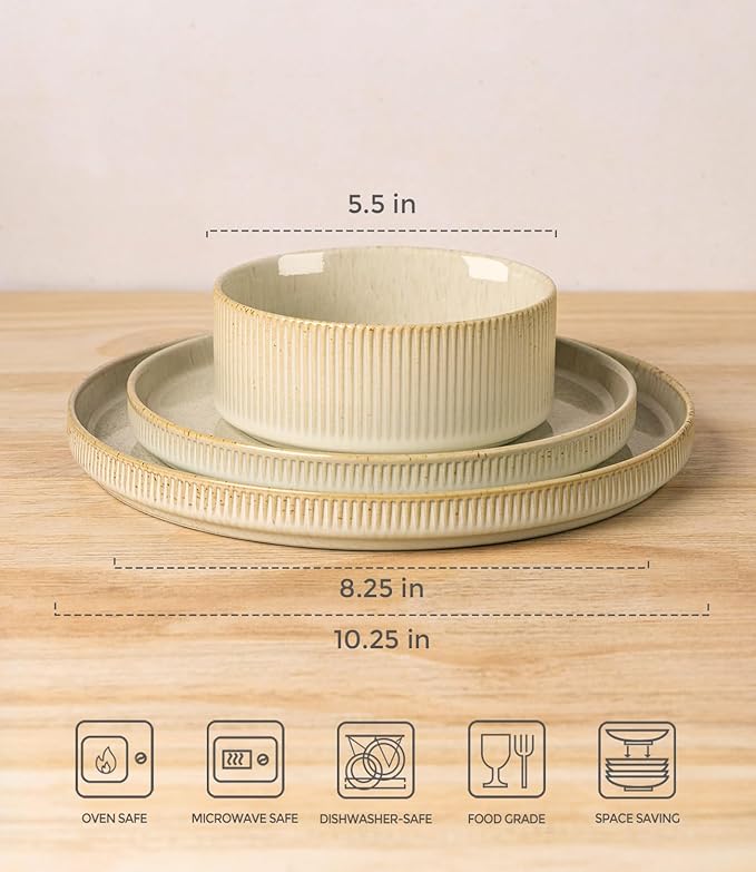 TheTerra Ceramic Dinnerware Sets for 4 12 Pieces Porcelain Lightweight Speckled Plates and Bowls Sets Scratch Resistant Dish Set Oven &amp Microwave &amp Dishwasher Safe