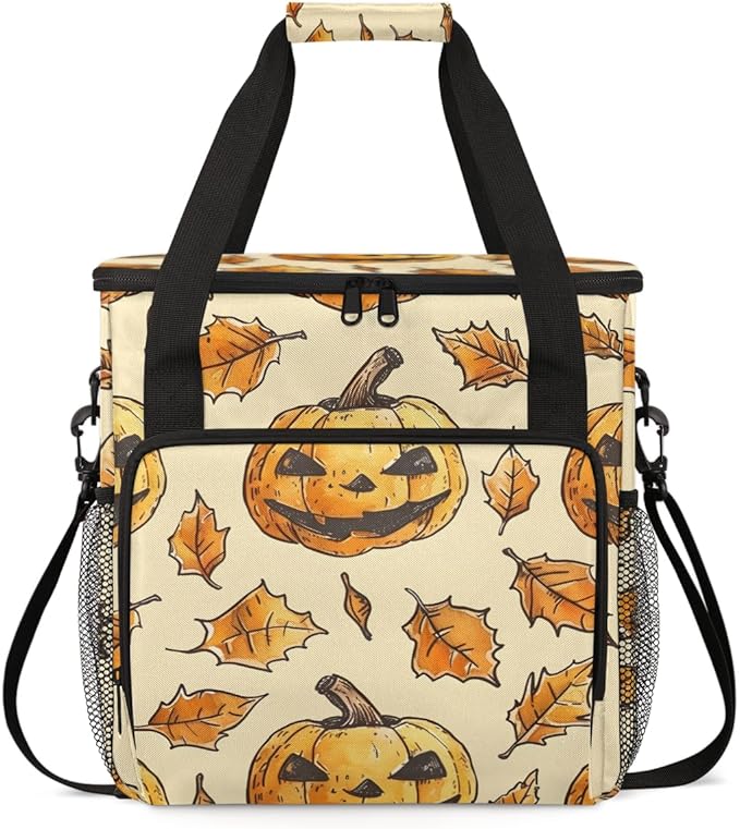 Halloween Pumpkin Coffee Maker Carrying Bag Mystical Pumpkin Travel Storage Bag Compatible with K-Mini or K-Mini Plus Single Serve Coffee Brewer Carrying Case with Multiple Pockets &amp Shoulder St