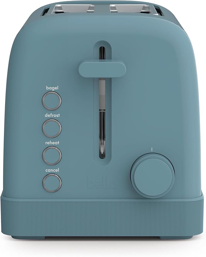bella 2 Slice Toaster 6 Setting Shade Control w Reheat Cancel Bagel &amp Defrost Buttons Removable Crumb Tray Anti Jam &amp Auto Shutoff Auto Centering Guides &amp Cord Wrap 900 Watt Surf
