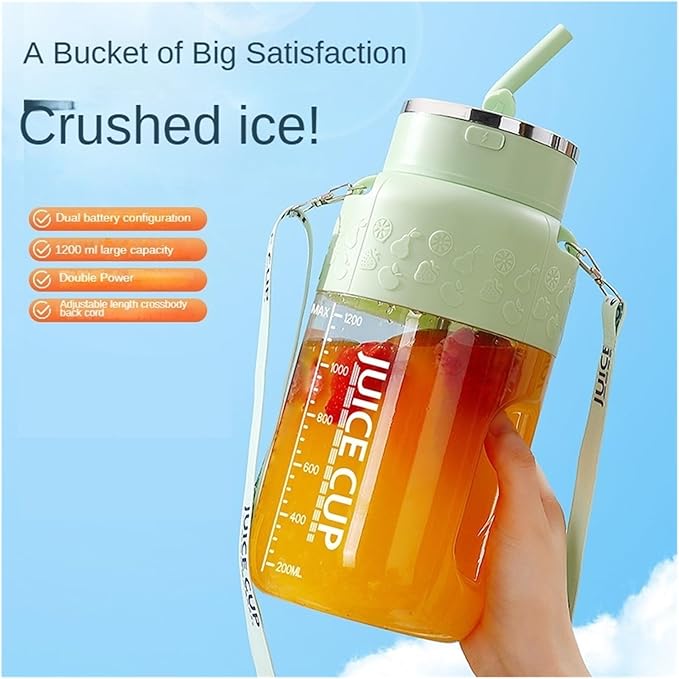 Fit for 1200ml Portable Electric Fruit Juicer with 14 Blades - USB Rechargeable Sports Bottle Mixer for Shakes and Smoothies(B)