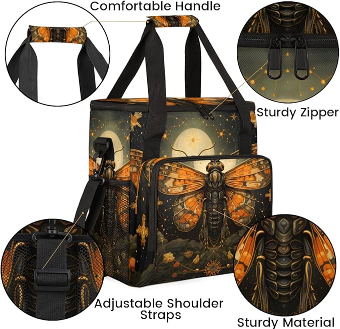Gothic Butterfly Coffee Maker Carrying Bag Retro Butterfly Travel Storage Bag Compatible with K-Mini or K-Mini Plus Single Serve Coffee Brewer Carrying Case with Multiple Pockets &amp Shoulder Stra