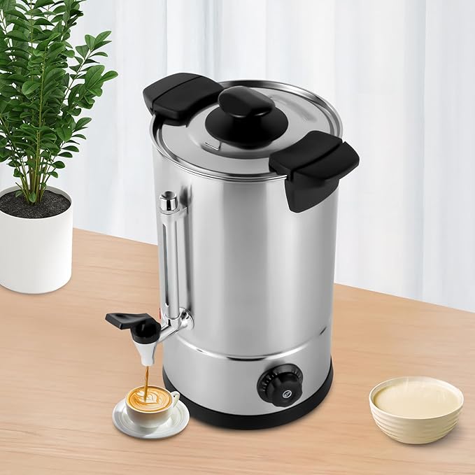 Stainless Steel Coffee Urn5L Hot Water Urn Coffee MakerCommercial Grade Hot Coffee Dispenser for BuffetCateringWeddingGathering Adjustable Temperature 86-230°F (5L)