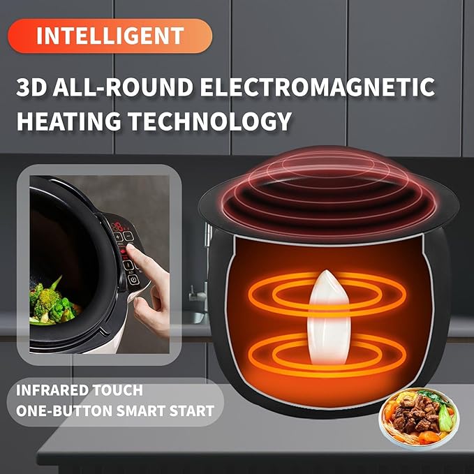 Intelligent Automatic Cooking Machine Automatic Cooking Wok Fried Rice Machine One-Click Smart Start 360° Automatic Rotation 2000W 6L