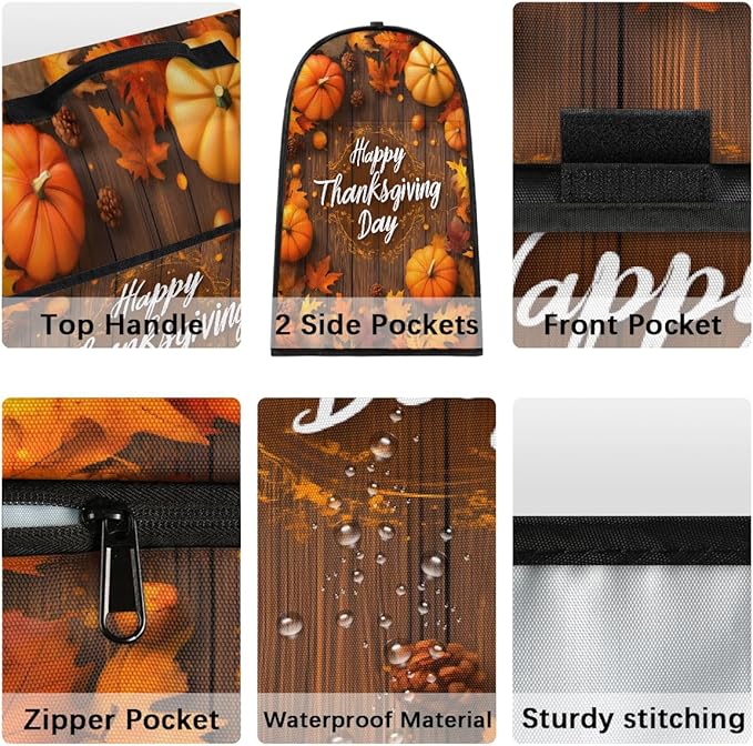 cfpolar Kitchen Aid Mixer Cover Compatible with 6-8 Quarts Thanksgiving Pumpkin Fall Leaves Stand Mixer Cover Kitchen Aid Mixers Accessories Appliance Organizer Bag Dust Covers with Zipper Pocket