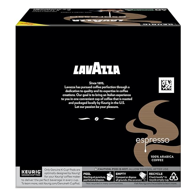 Lavazza Espresso Single-Serve Keurig K-Cup Pods Medium Roast Coffee 40-Count Box