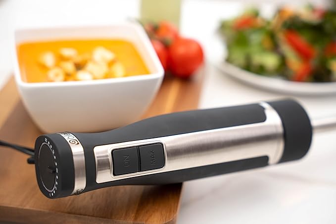 Blendtec Immersion Blender - Handheld Stick Blender Whisk and Food Processor - Includes 3 Attachments 20 oz BPA-Free Jar and Storage Tray - Stainless Steel