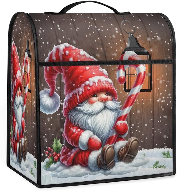 Kitchen Aid Mixer Cover Christmas Dwarf Hat Snowflakes Stand Mixer Cover Compatible with 6-8 Quarts Stand Mixers Dust Covers with Zipper Pocket Foldable Washable Kitchen Aid Organizer Bag