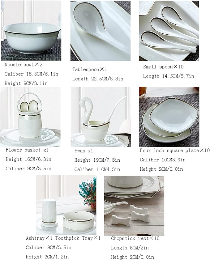 Dinnerware Sets Dish Set60-Piece Tableware SetBowls and Plates for Household European Style Luxury Kitchen Plates and Bowls Set