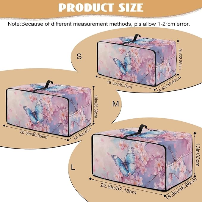 Doojoayie Toaster Cover 4 Slice Small Appliance Dust Protector Bread Making Machine Cover Compatible with Toaster/Kitchen Appliance Butterfly Flower Print