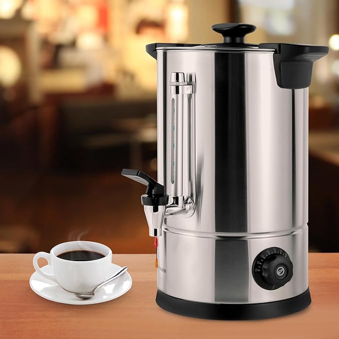 8L Commercial Coffee Maker Machine Urn 1000W Stainless Large Percolator Pot Dispenser with Quick Brew Stays Hot for Water Tea Beverage at Events &amp Catering