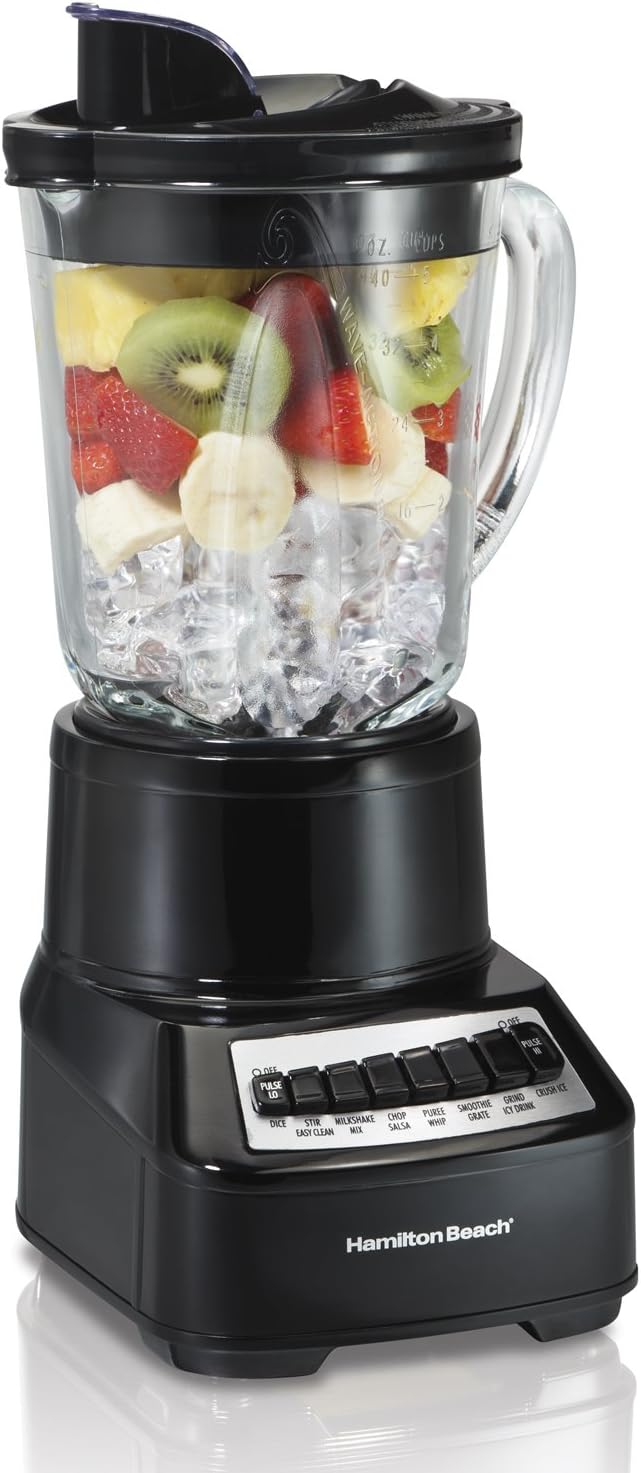 Hamilton Beach Wave Crusher Blender with 14 Functions &amp 40oz Glass Jar for Shakes and Smoothies Black &amp Electric Vegetable Chopper &amp Mini Food Processor 3-Cup 350 Watts Black