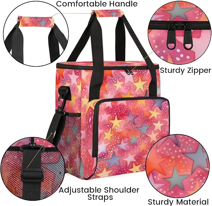 Rainbow Star Coffee Maker Carrying Bag Portable Travel Storage Tote Bag Compatible with K-Mini or K-Mini Plus Single Serve Coffee Brewer Carrying Case with Multiple Pockets &amp Shoulder Strap
