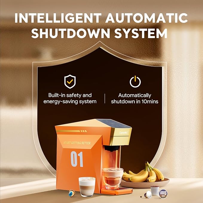 4 In 1 Single Server Coffee Maker Mini Coffee Machine for Nespresso Original/K cups/Dolce Gusto Original/Ground Coffee 19 Bar Espresso Machine Fit for Home Office Orange