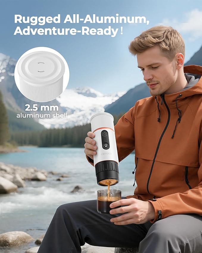 Portable Espresso Maker 20 Bar Self‑Heating &amp Auto-off | 13500 mAh Battery Brews 8 Shots | 12 V Mini Coffee Machine Compatible with Nespresso Original Pods | Car/Travel/Camping