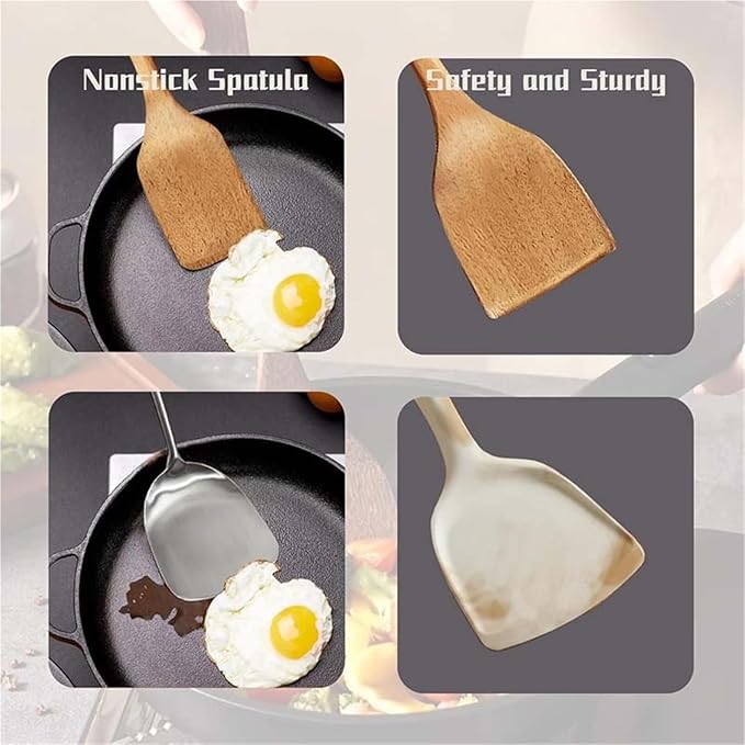 5-Pieces Wooden Kitchen Utensils Set Heat Cooking Tools for Home &amp Restaurant Odor-Free Kitchenware