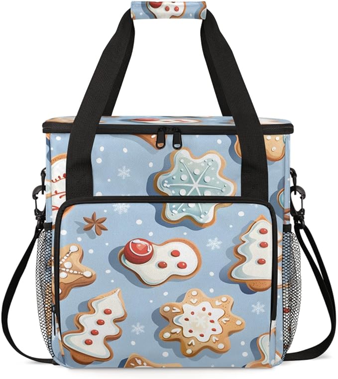 Fantastic Xmas Biscuit Coffee Maker Carrying Bag Travel Storage Bag Compatible with K-Mini or K-Mini Plus Single Serve Coffee Brewer Carrying Case with Multiple Pockets &amp Shoulder Strap