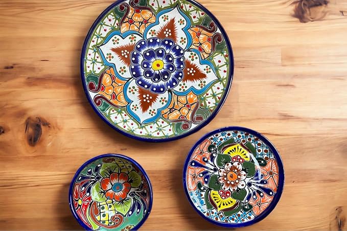 12 Piece Talavera Dinnerware Set | Handmade Mexican Pottery | Unique Floral Patterns
