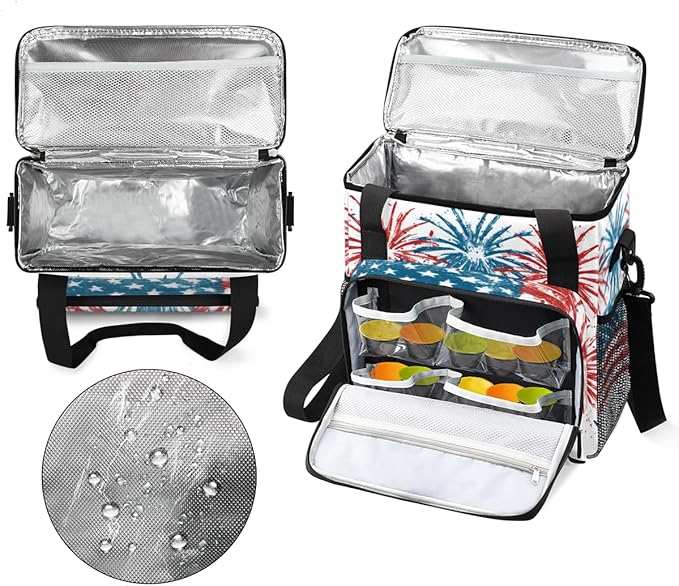 4th of JulyFirecrackers Coffee Maker Carrying Bag Travel Storage Bag Compatible with K-Mini or K-Mini Plus Single Serve Coffee Brewer Carrying Case with Multiple Pockets &amp Shoulder Strap