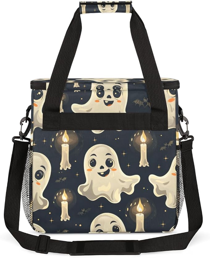 Halloween Spooky Ghosts Coffee Maker Carrying Bag Travel Storage Bag Compatible with K-Mini or K-Mini Plus Single Serve Coffee Brewer Carrying Case with Multiple Pockets &amp Shoulder Strap