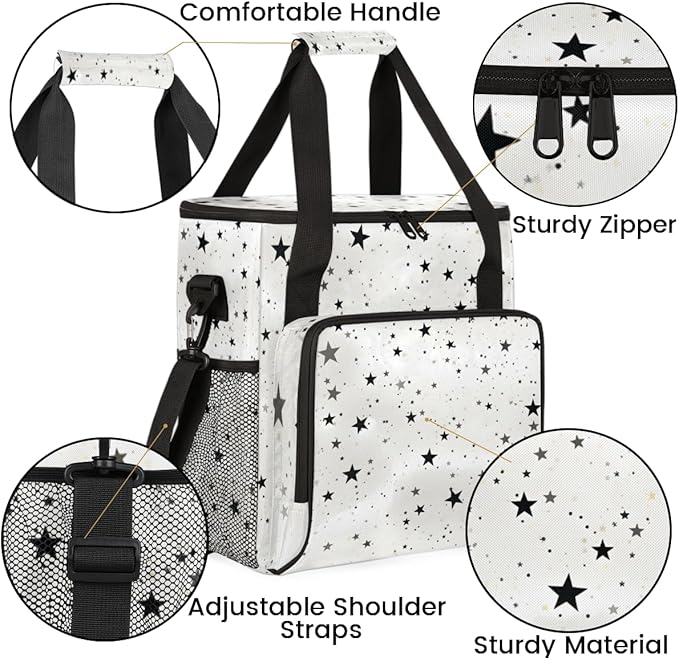 Star Coffee Maker Carrying Bag White Grey Portable Travel Storage Tote Bag Compatible with K-Mini or K-Mini Plus Single Serve Coffee Brewer Carrying Case with Multiple Pockets &amp Shoulder Strap