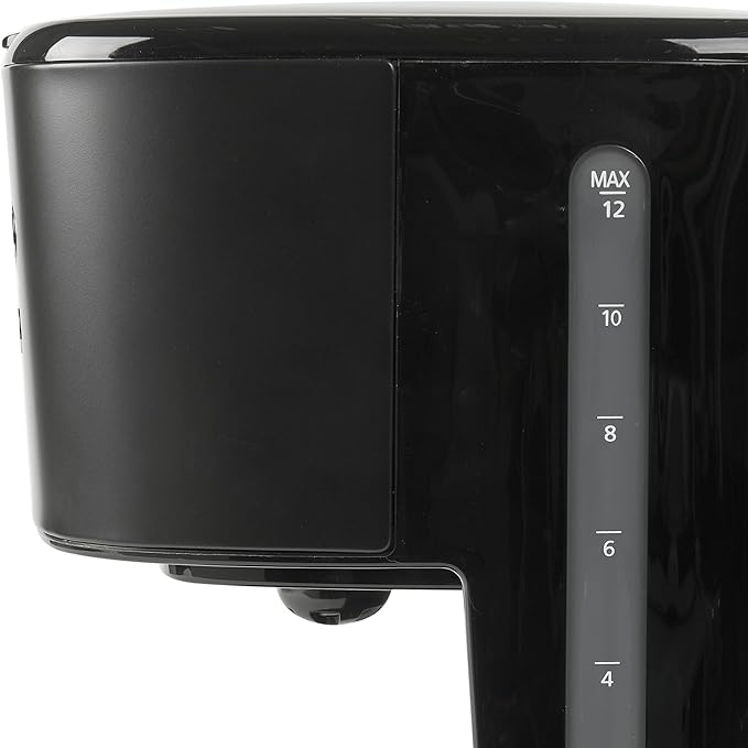 Haden Coffee Machine 12 Cup Programmable Drip Coffee Maker with Auto Shut-Off Function and Reusable Washable Water Filter Black &amp Chrome