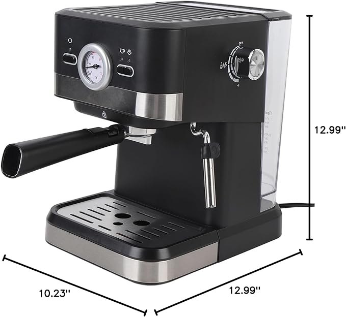 Aramox 20Bar Coffee Maker 1050W Electric Coffee Machine with Milk Frother 1.5L Water Tank Compact Cappuccino Latte Making Powerful Pressure for Rich Taste Quick Preheating (US Plug